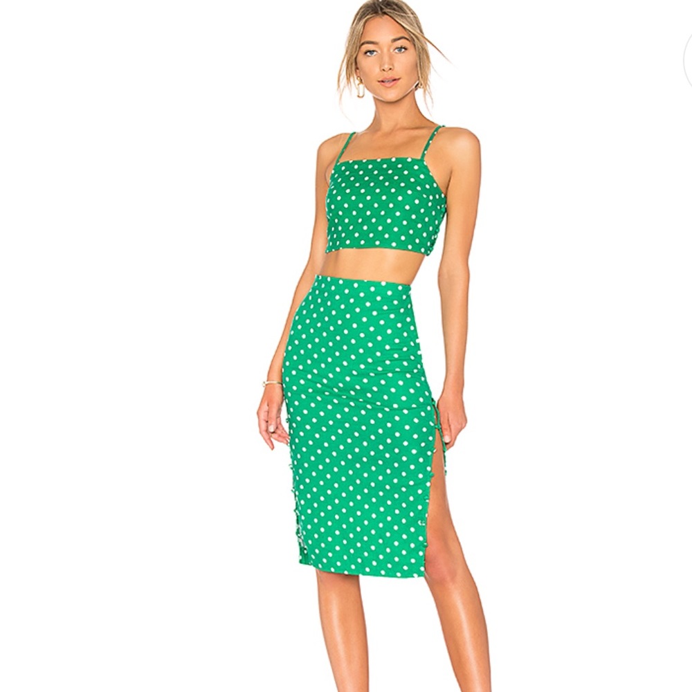 L’Academie The Bardot Skirt in Green Dot